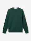Stone Island Minimalist Long-sleeve Crewneck Sweatshirt With Distinctive Patch Logo In Green