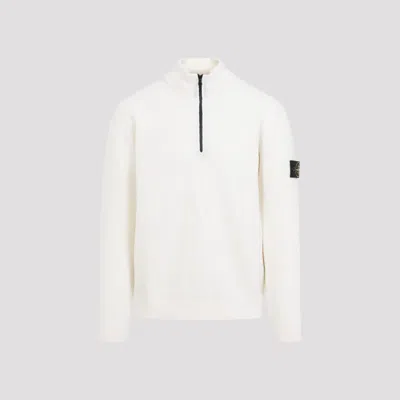 Stone Island Compass-badge Polo-collar Jumper In White