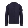 Stone Island Certified Virgin Wool Cardigan In Blue
