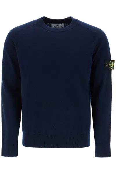 Stone Island Rws Wool Raglan Pullover In Blue