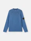 Stone Island Ribbed Texture Sweater With Crew Neckline In Blue
