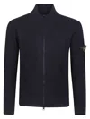 Stone Island Zip-front Wool Sweatshirt In Blue
