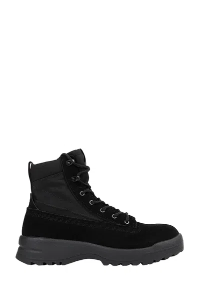 Stone Island S100020 Canvas Suede Ankle Boots In Black