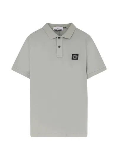 Stone Island Sage Cotton Ss Polo In Gray