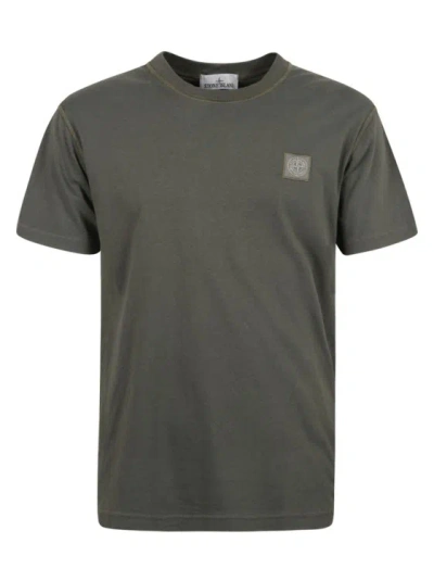Stone Island Sage Green Cotton Jersey T-shirts In Grey