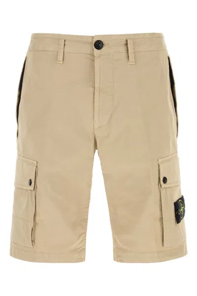 STONE ISLAND STONE ISLAND SAND STRETCH COTTON BERMUDA SHORTS