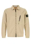Stone Island Stretch Cotton Jacket With Collar And Pocket In Neutral