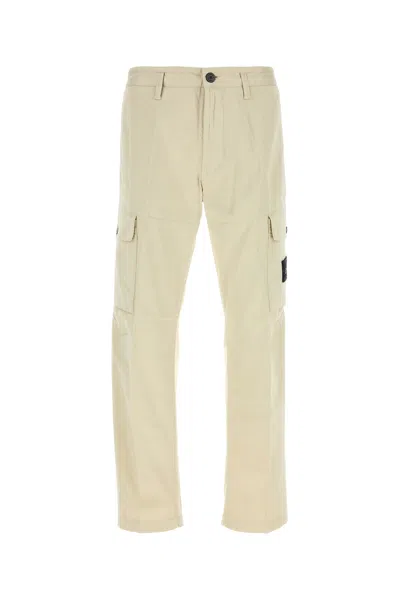 Stone Island Sand Stretch Cotton Pant In Neutral