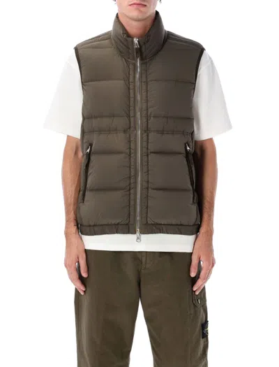 Stone Island Seamless Down Gilet Contrast Trim Collar In Brown
