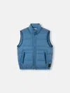 Stone Island Collar Puffer Vest With Side Zip Pockets In Blue