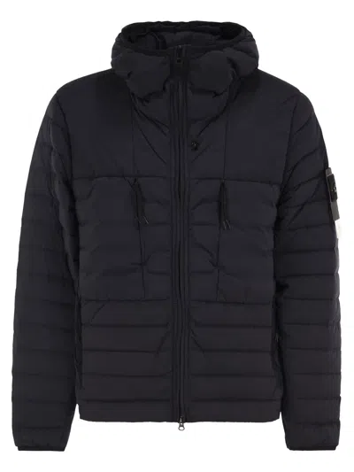 Stone Island Seamless Tunnel Down-tc Stretch Hooded Down Jacket In Black