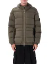 Stone Island Hooded Down Jacket With Seamless Feather Tunnels And Anti-drop In Green