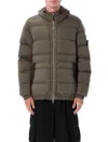 Stone Island Hooded Down Jacket With Seamless Feather Tunnels And Anti-drop
