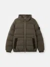 Stone Island Hooded Down Jacket With Seamless Feather Tunnels And Anti-drop In Green