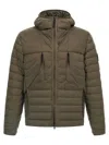 Stone Island Drawstring Hooded Quilted Side Zip Jacket In Green