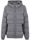 Stone Island Crickle Reps Hooded Down Jacket In Gray