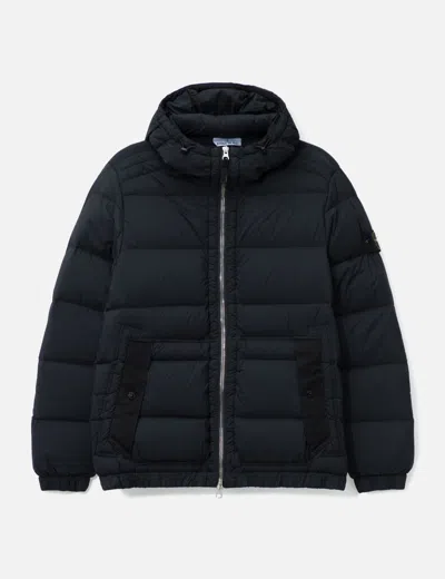 Stone Island Seamless Tunnel Nylon Down-tc Hooded Jacket In Black