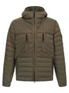 Stone Island Drawstring Hooded Quilted Side Zip Jacket In Green