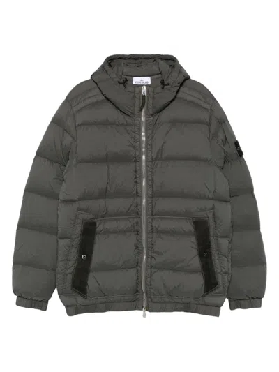 Stone Island Seamless Tunnel Nylon Down-tc Hooded Jacket In Gray
