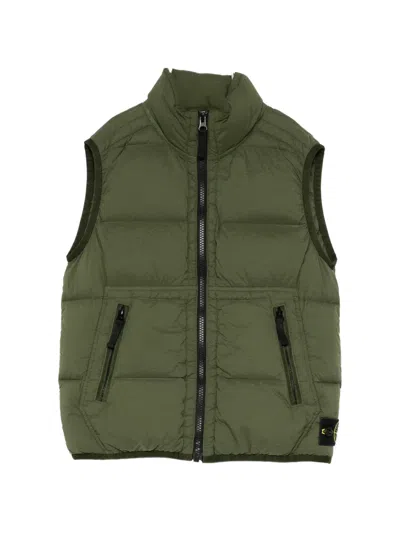 Stone Island Kids' Seamless Tunnel Quilted Gilet In Green