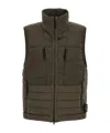 Stone Island Quilted High Collar Sleeveless Side Pockets Vest In Green