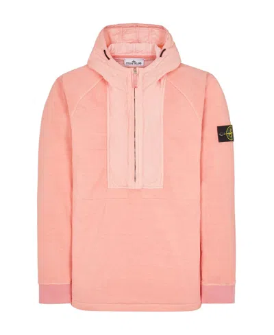Stone Island Semi-zipper Casual Jacket In Pink
