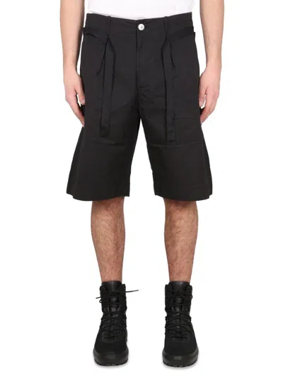 Stone Island Shadow Project Compass-patch Chino Shorts In Black