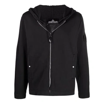 Stone Island Shadow Project Mesh Panel Hoodie 'black' In Blue