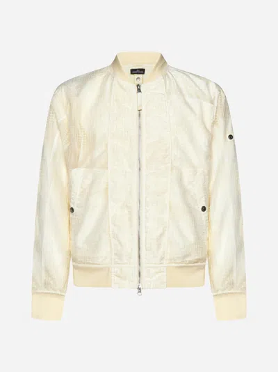 Stone Island Shadow Project Technical Cotton Blend Bomber Jacket In Pale Yellow