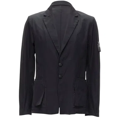 Stone Island Shadow Project Technical Nylon Logo Patch Blazer Jacket In Black
