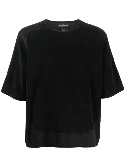 Stone Island Shadow Project Terry-cloth Panel T-shirt In Black