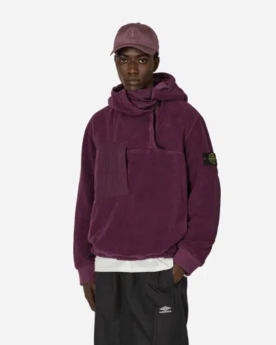 Stone Island Sherpa Hooded Jacket Dark Burgundy In Red