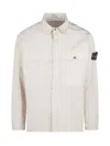 Stone Island Stretch Cotton Overshirt Jacket In White