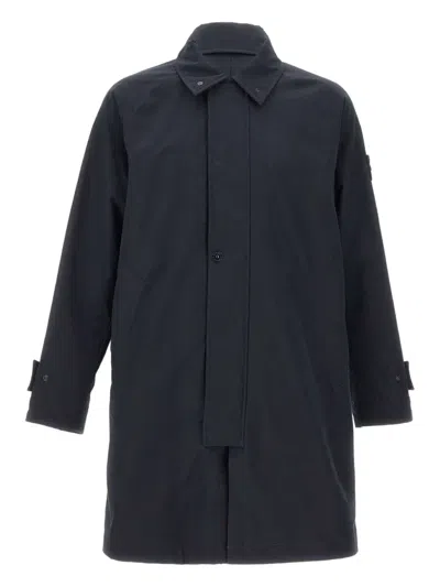 Stone Island Shirt-collar Organic-cotton Coat In Blue