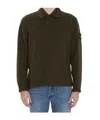 Stone Island Wool Blend Overshirt Buttoned Cuffs In Green