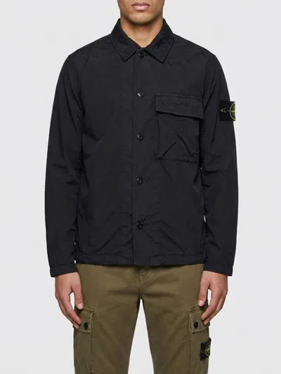 Stone Island Overshirt In Lightweight Recycled Nylon Reps In Black