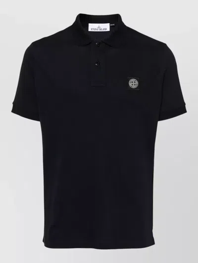 Stone Island Shirt Polo Collar Short Sleeves Menswear In Black
