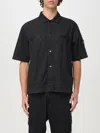 Stone Island Navy Blue Short-sleeve Shirt With Classic Collar And Button Fastening In Black