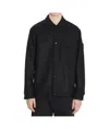 Stone Island Wool Blend Shirt With Chest And Flap Pockets In Black