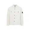 Stone Island White Logo Patch Overshirt In White