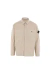 Stone Island Stretch Cotton Overshirt Jacket In Beige