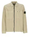 Stone Island Compass-badge Corduroy Shirt Jacket In Beige