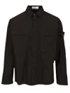 Stone Island Compass-patch Zip-up Overshirt In Black