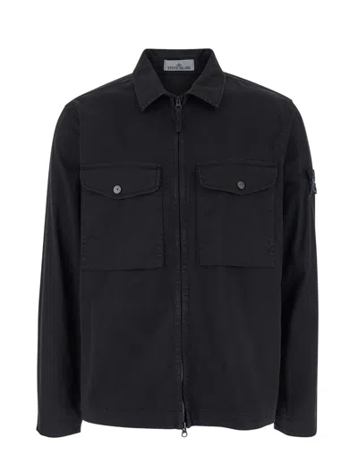 Stone Island Black Logo Patch Shirt