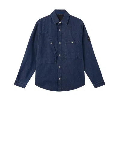 Stone Island Regular-fit Zipper-up Overshirt With Corrosion Treatment In Blue