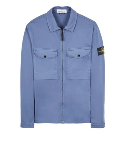 Stone Island - 12808 Organic Stretch Cotton Satin, Homme, Bleu Moyen, Taille: L In Blue