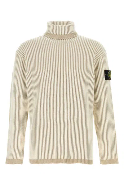 Stone Island Wool Sweater In Natural