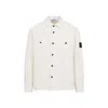Stone Island White Logo Patch Overshirt In White