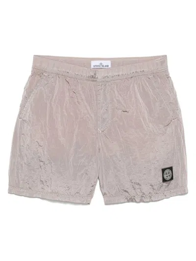 Stone Island Mare Rosa Swim Shorts With Textured Finish In Pink