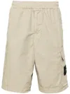 Stone Island Green Patch Shorts In Nude & Neutrals